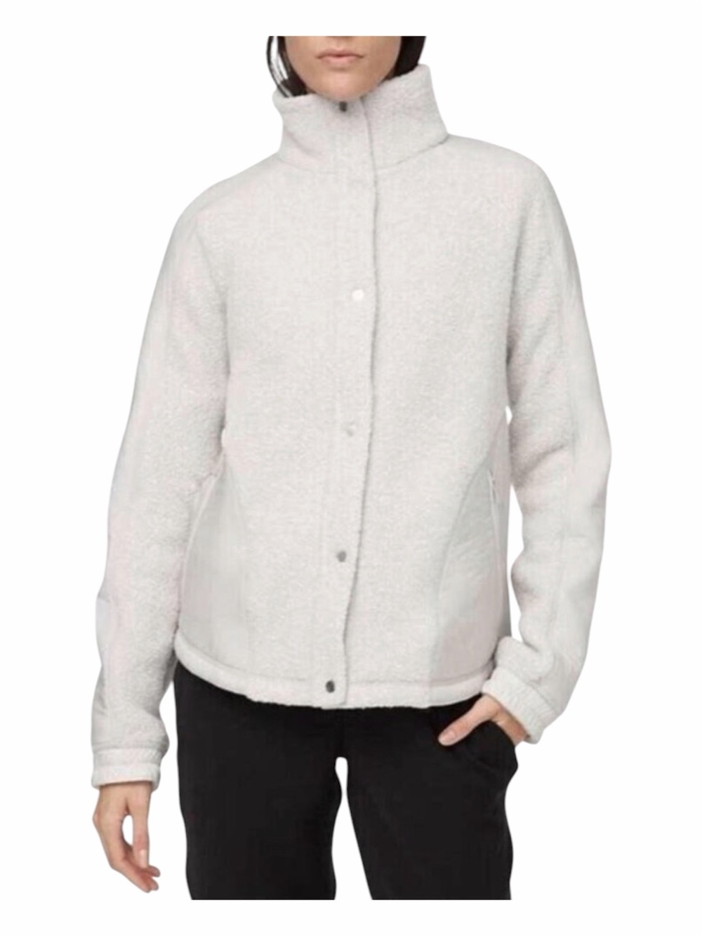 lululemon athletica Go Crazy SHERPA FLEECE Jacket Wool Blend Snap Button Pockets